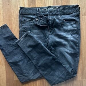 American Eagle Outfitters Black Distressed High Waisted  Jeggings